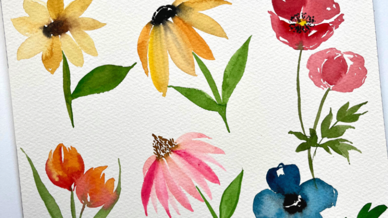 10 Easy Watercolor Flowers in Loose Style