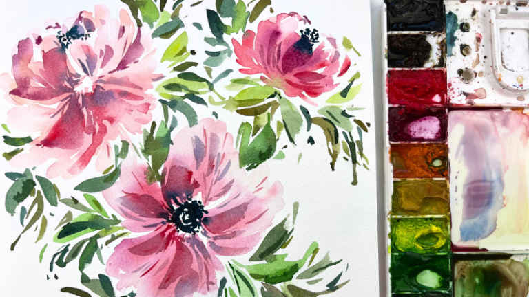 How to Paint This Basic Loose Style Flower Piece in Watercolor